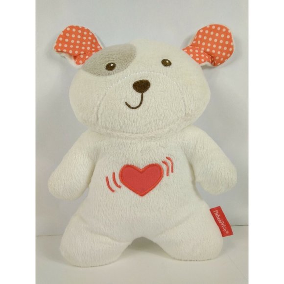 Fisher Price Snugapuppy Calming Vibrations Soother Music Puppy Dog Red Heart 10" - Picture 2 of 6